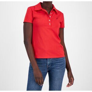 Nautica Jeans Womens Short Sleeve Comfortable Polo Shirt Red Size S NWT